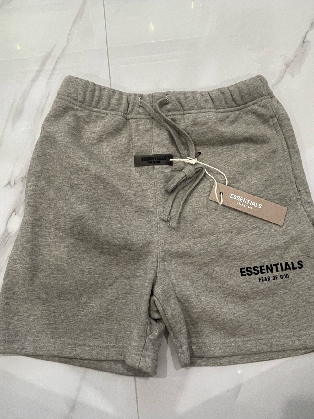 Essentials Men’s Heather Gray Logo Athletic Shorts
